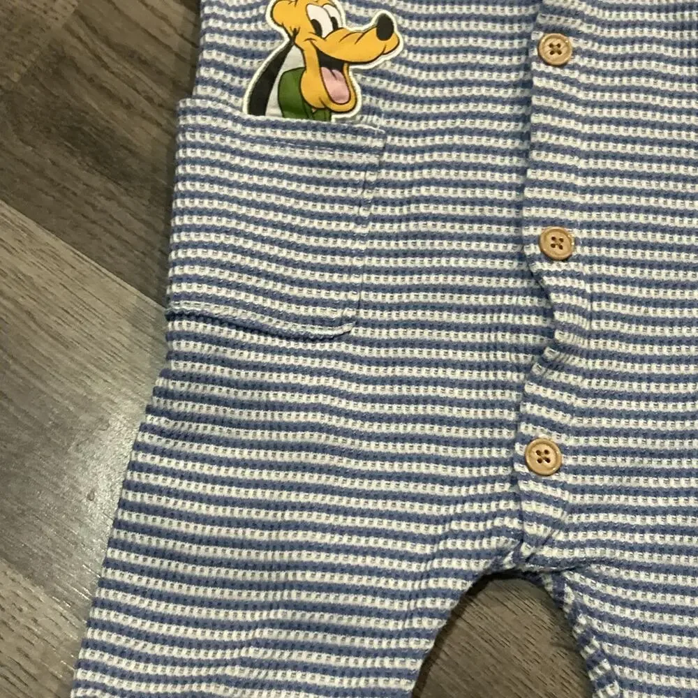 Disney Mickey Mouse Pluto 24M Romper Striped Blue Boys Girls Shorts